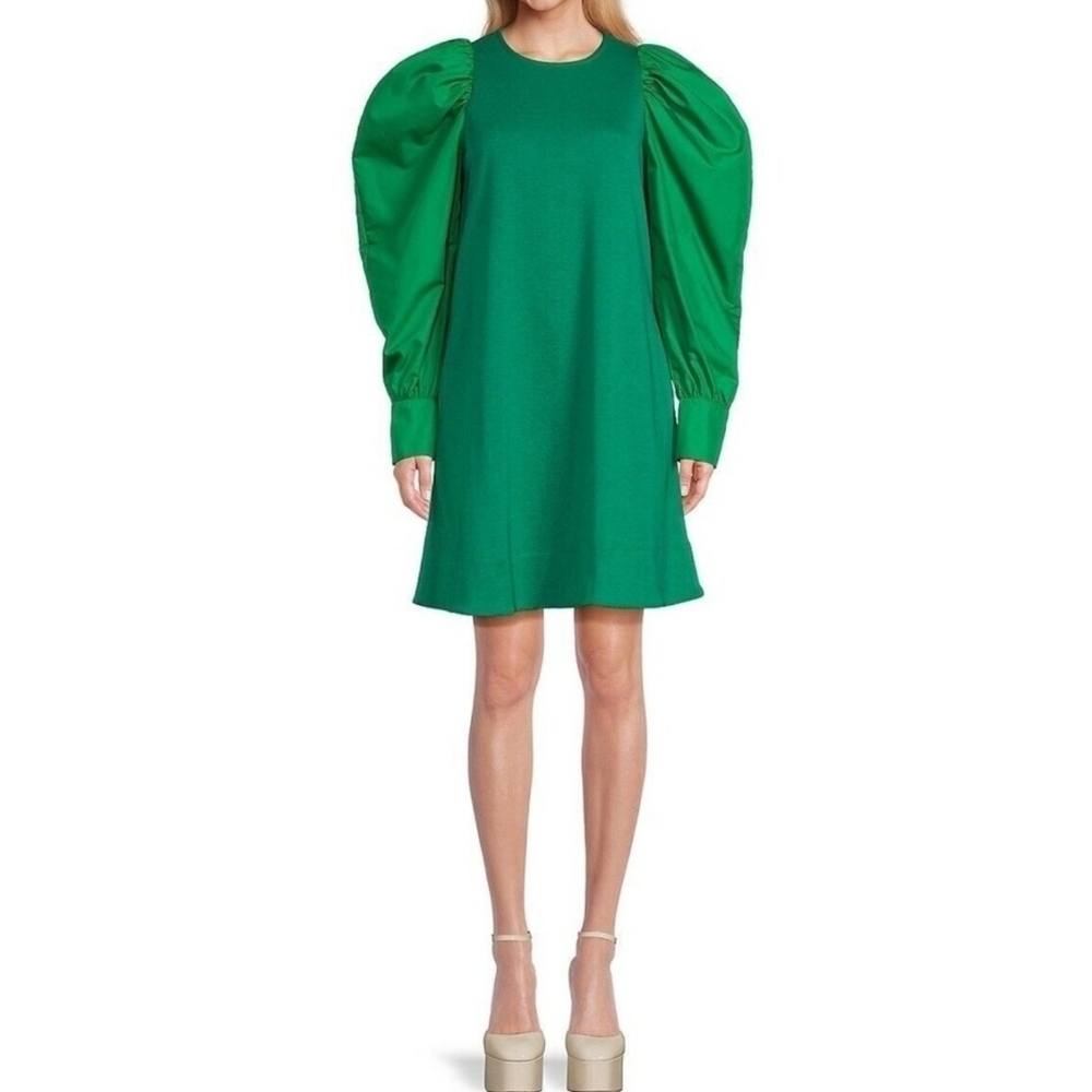 Area Stars Green Puff Sleeve A Line Mini Dress, Women's Size Small, NWT